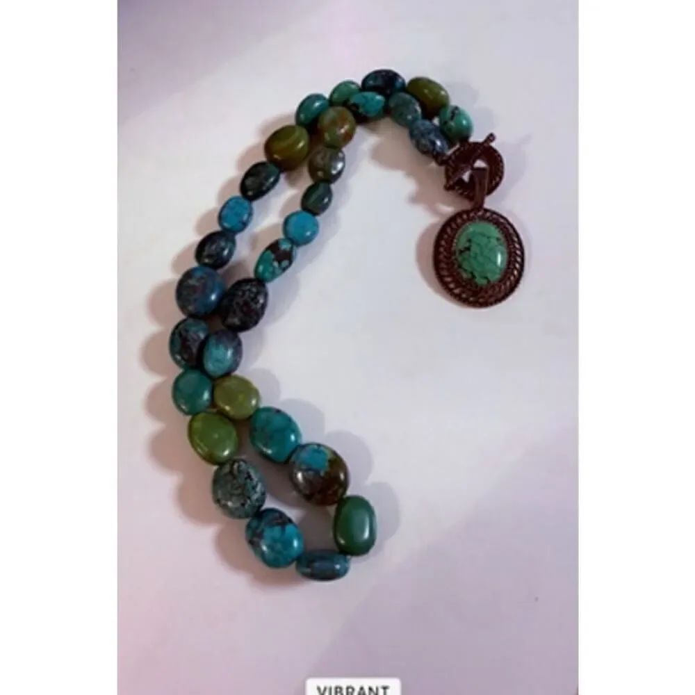 Carolyn Pollack Relios Turquoise 925 Silver Necklace Pendant Signed CP 18.5"